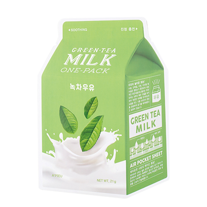 A'pieu - Green Tea Milk One-Pack (1 pièce) - Masque Tissu Apaisant Hydratant