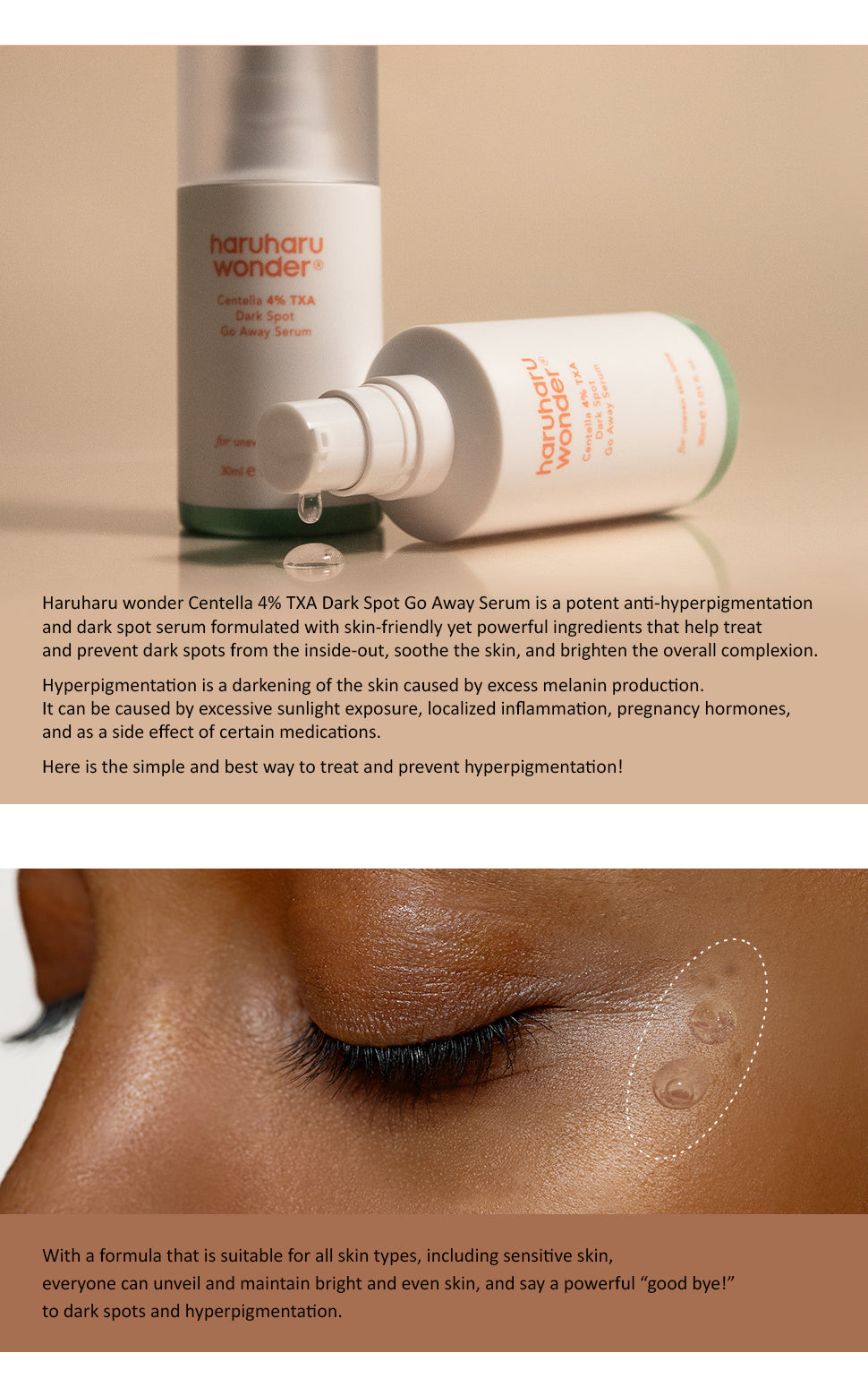 HaruHaru - Wonder Centella 4% TXA Dark Spot Go Away Serum (30 ml) - Sérum Anti-Taches Éclat 상세 이미지