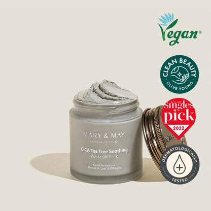 Mary&May - CICA TeaTree Soothing Wash Off Pack (125 g) - Masque Apaisant Purifiant Pores