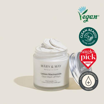 Mary&May - Lemon Niacinamide Glow Wash Off Pack (125 g) - Masque Éclat Anti-Taches