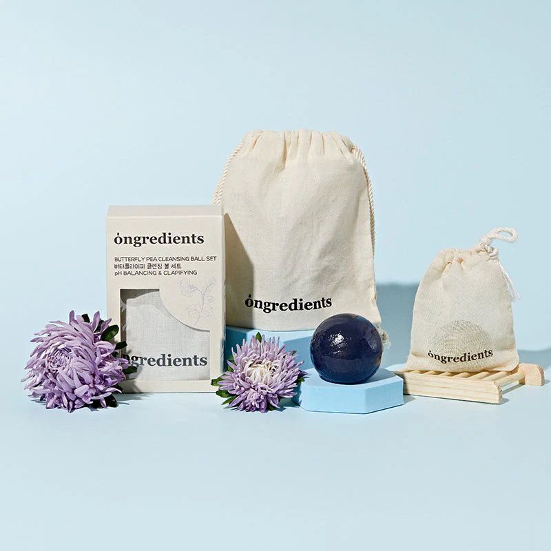 Ongredients - Butterfly Pea Cleansing Ball (110 g) – Savon Nettoyant Visage Éclat